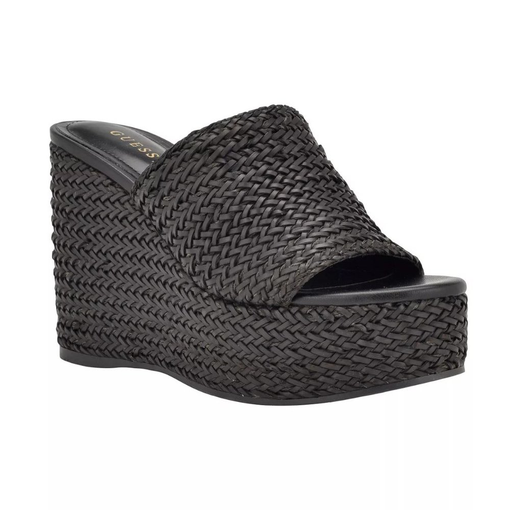 GUESS Black Woven Platform Wedge Slide